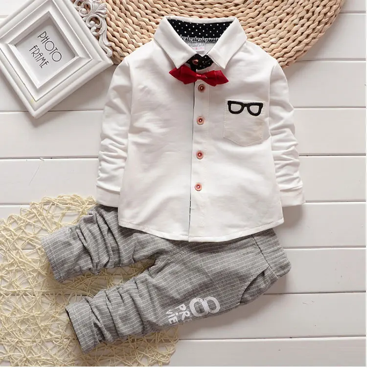 AX010 White Комплекты одежды для мальчиков; новые модные осенне-зимние костюмы; Одежда для мальчиков; полосатая футболка+ однотонные брюки; комплекты из 2 предметов; повседневные Детские костюмы - Color: AX010 White
