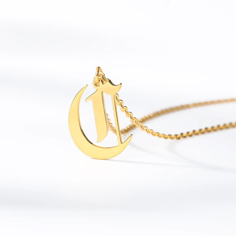 Ожерелье с буквами для женщин колье из нержавеющей стали золотого цвета со