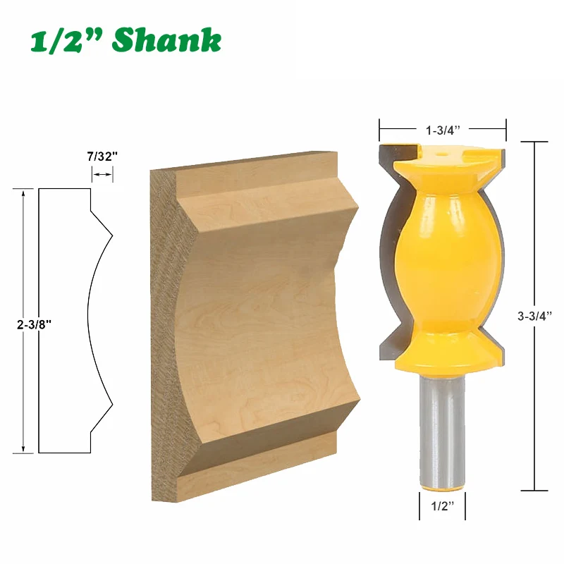 

Концевая фреза для резьбы по дереву, хвостовик 1/2 дюйма, 12,7 мм, 1 шт.