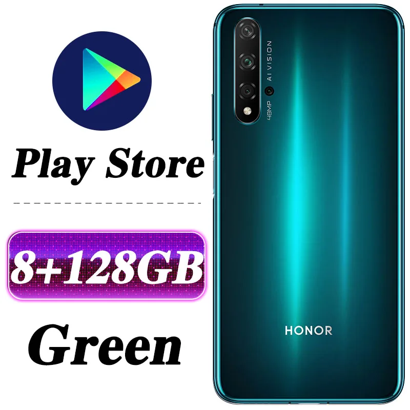 HONOR 20 мобильный телефон 6,26 дюймов Kirin 980 Восьмиядерный емкостный экран 3750 мАч SuperCharge NFC Google play - Цвет: 8G 128G Green