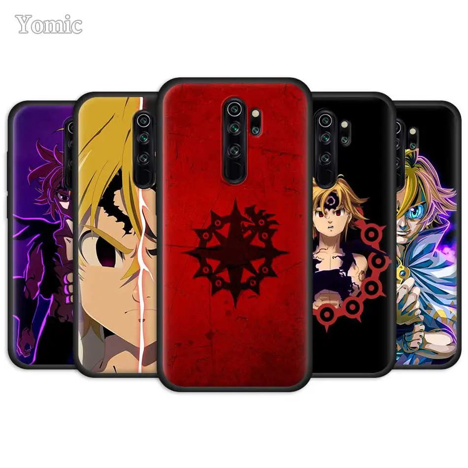 

Black Case for Xiaomi Redmi Note 9S 8 9 8T 7 10 Pro 9C 9A 7A 8A 6A Soft TPU Phone Cover Meliodas Seven Deadly Sins Anime Coque