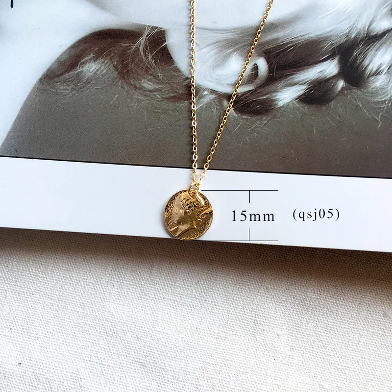 Vintage Carved Gold Coin Roman Necklace For Women Bohemian Pendant Necklaces Boho Jewelry Choker Statement | Украшения и