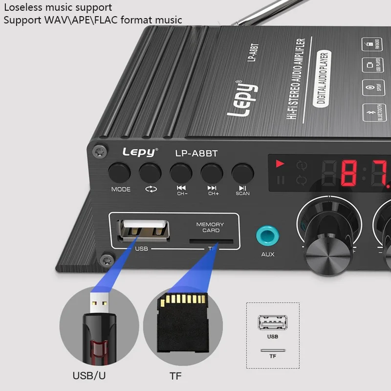 LEPY LP-A8BT коаксиальный декодирующий усилитель мощности FM USB SD музыкальный плеер без