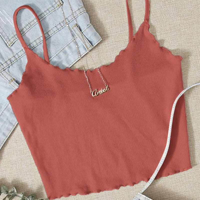

Girlchic Edible Three Fungus Solid Soft Sleeveless Crop Top Backless Ribbing Casual Elastic Camisole Tops Women Streetwear
