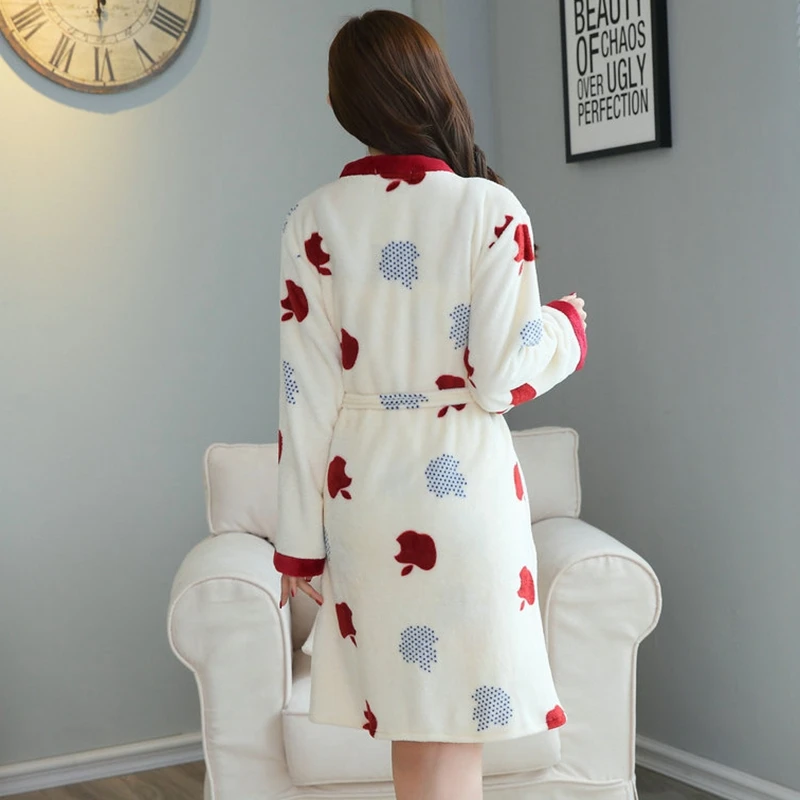 

2PCS Girls Thick Warm Flannel Robes Sets Sexy Spaghetti Strap Lingerie Night Dress For Women Autumn Winter Coral Velvet Bathrobe