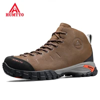 humtto waterproof mountain hiking shoes for men leather sport hunting climbing trekking boots breathable outdoor sneakers mens