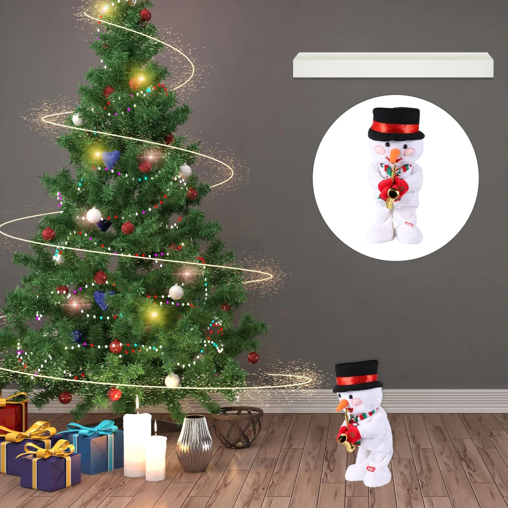 

1Pc Snowman Doll Funny Saxophone Plaything Lovely Christmas Adornment