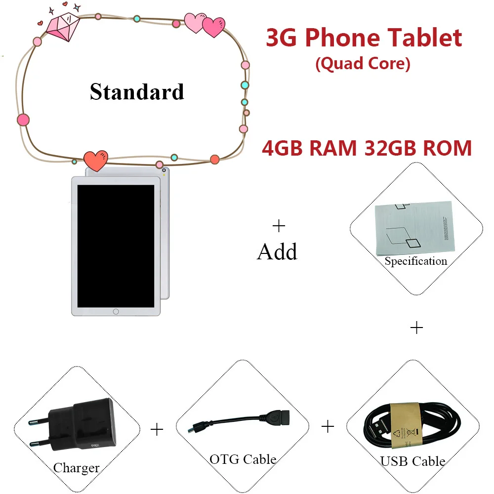 3G WCDMA ANRY, новинка, 10 дюймов,, 4G, LTE, телефонный звонок, Android 7,0, четыре ядра, 4 Гб+ 64 ГБ, Android, планшет, ПК, ips, HD, ПК, планшет, 10,1, gps, WiFi - Комплект: 3G WCDMA