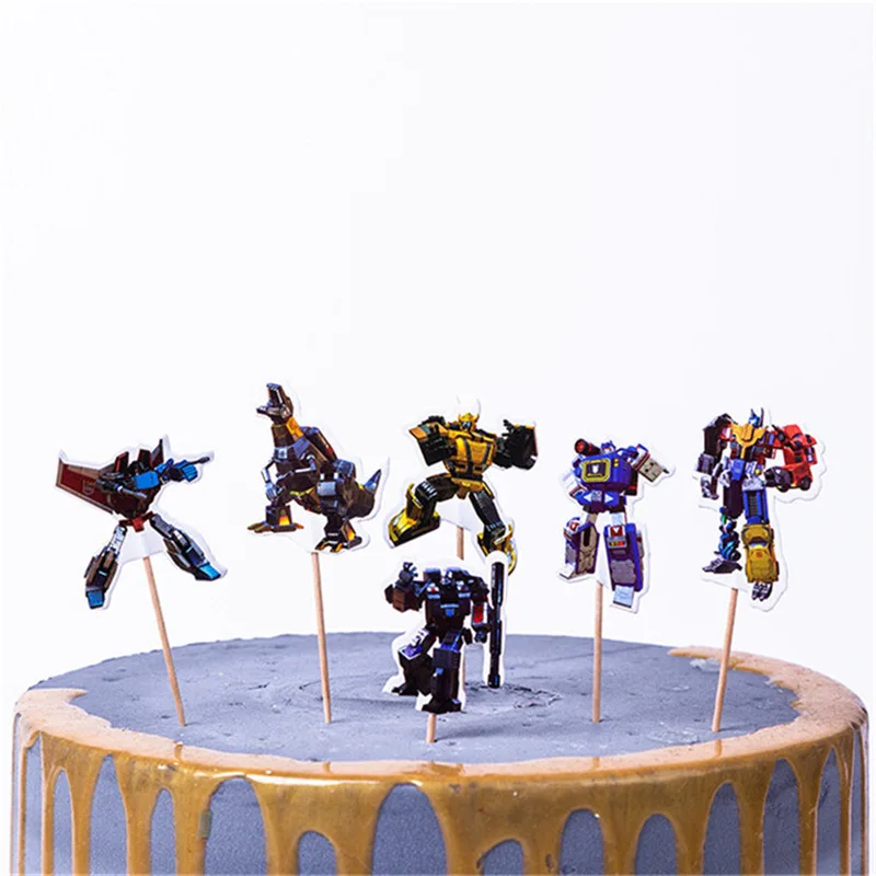 Toppers-24Pcs 24 шт./компл. горячая пленка Bumblebee автомобильные топперы вечерние Cupcake Picks Беби Шауэр детский день рождения украшения поставки - Цвет: Toppers-24Pcs