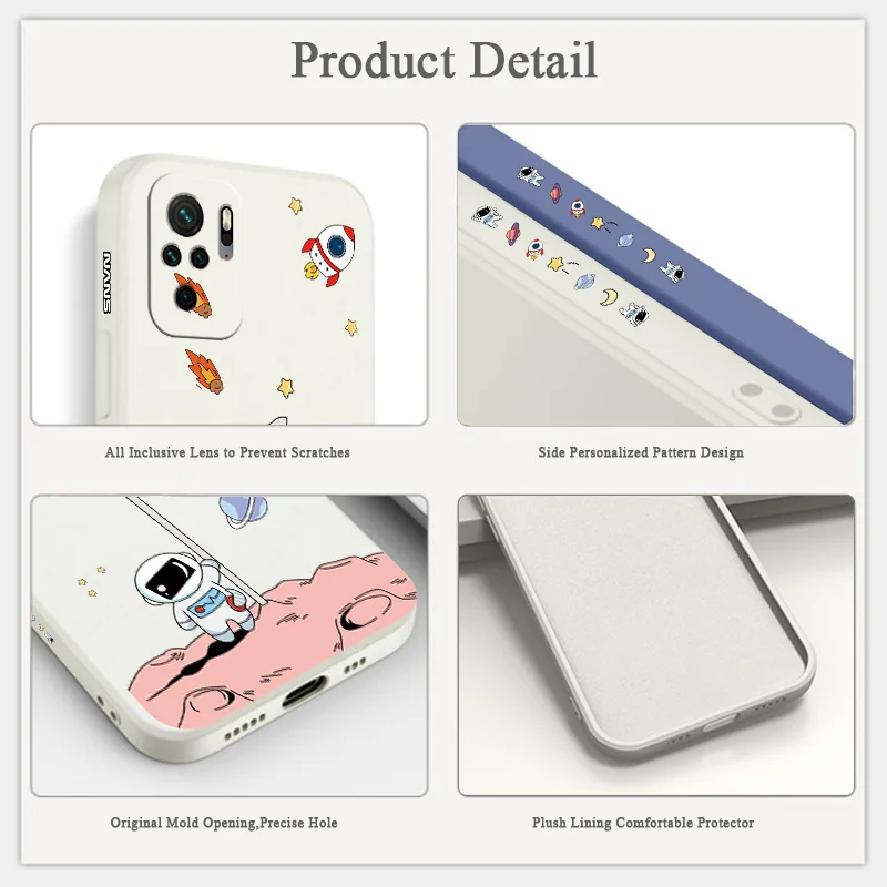 Rocket Astronaut Case For Xiaomi Redmi Note 10 10S 9T 9 8 7 Pro MAX Redmi 10 9 9A 9T K40 K30 K20 Pro Shockproof Soft Phone Cover