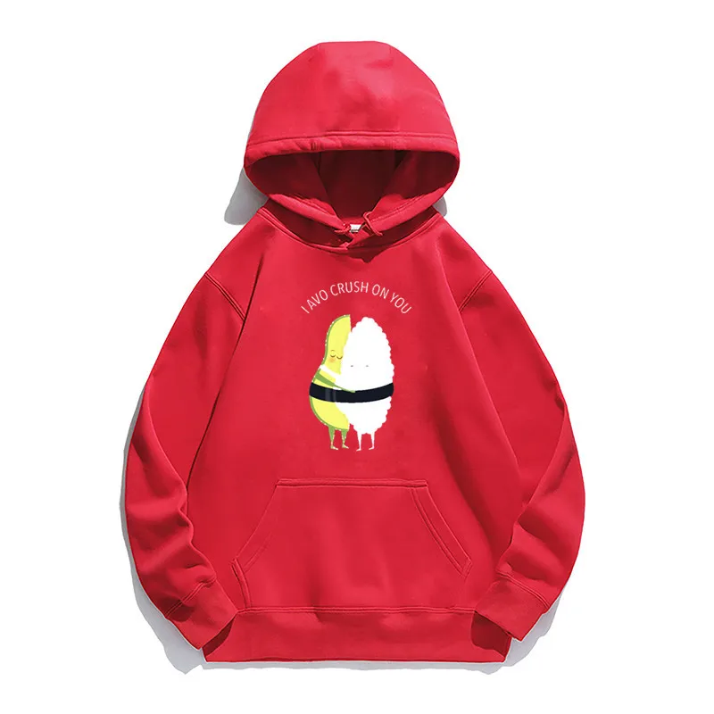 

Women Hoodie Sushi Avocado Printed Hoodies Women Fleece Long Sleeve Loose Sweatshirt with Hat Pullovers Winter