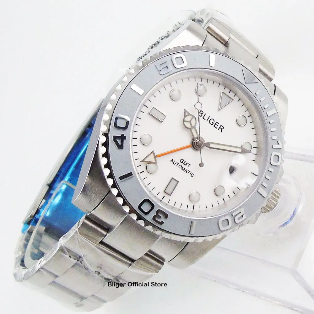 Механические Автоматические Мужские часы 40 мм функция GMT светящийся циферблат |