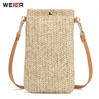 fashion summer straw woven small phone bag handmade ladies shoulder crossbody messenger bags weaving beach female mini purse