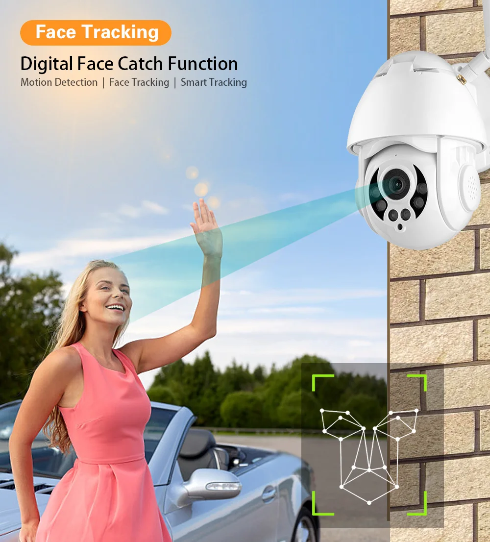 1080P FHD Беспроводная PTZ wi-fi ip-камера 4X зум Обнаружение движения автоматическое отслеживание наружного водонепроницаемого ночного видения ИК TF карта