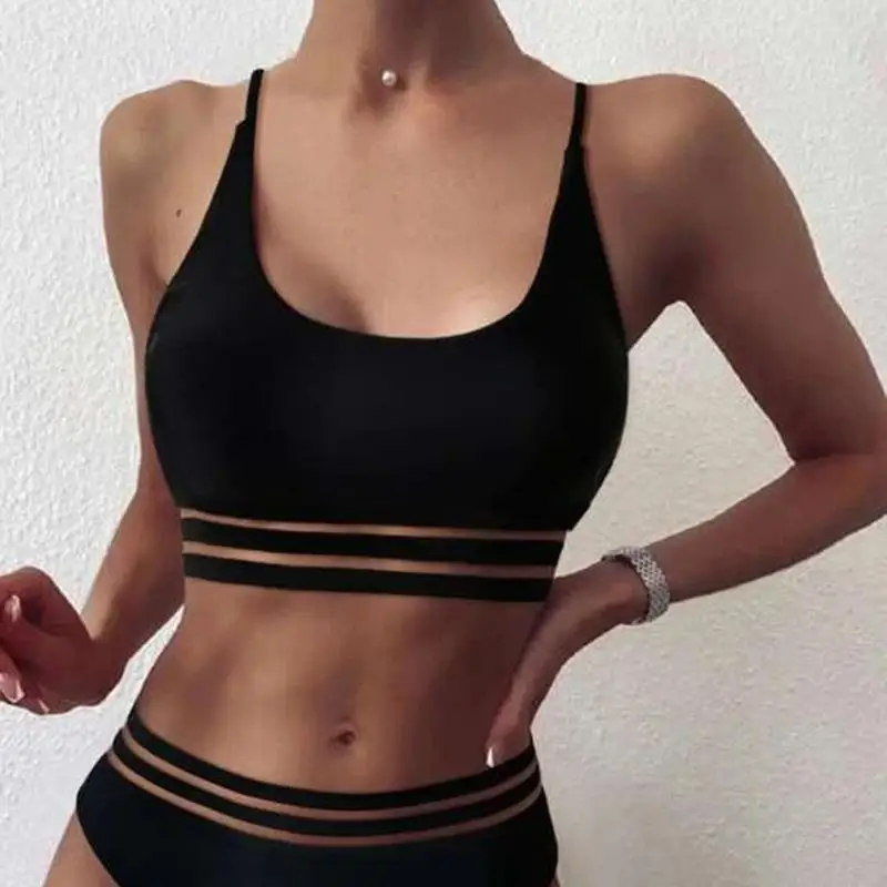 

Sexy Black Bikini Set Push Up Bikini Women Swimwear Patchwork Swimsuit High Waist Swimming Suit New Summer Vintage Bathing Suit