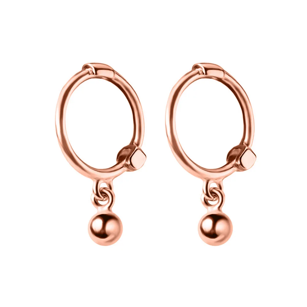 Trusta 925 Solid Sterling Silver Earrings Women Fashion Heart/Star Small Love Stud Ear Clip Jewelry Gift for Teen Girls DS904 - Окраска металла: Ball Rose