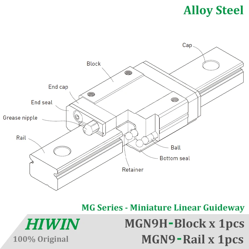 Линейная направляющая HIWIN MGN9 100 150 200 250 300 350 400 450 мм блок MGNR9 MGN9H для 3D-принтера