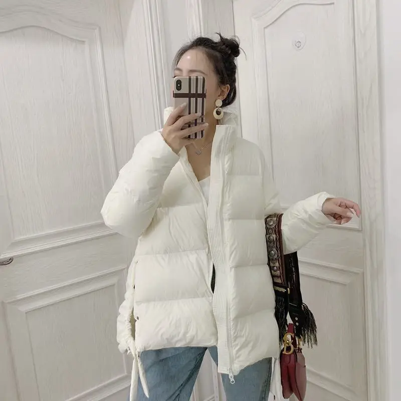 Осенне-зимний женский пуховик пальто корейская парка элегантные теплые белые