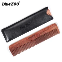 red sandalwood comb leather bag thickness long comb bluezoo portable hair comb beard comb beard men care gift for men