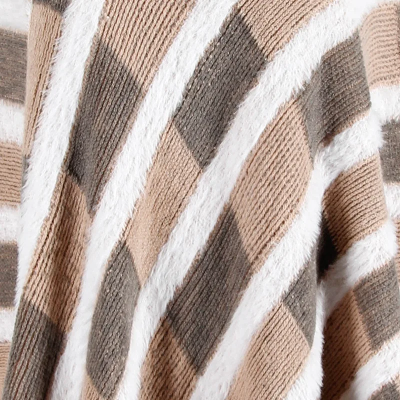 

sweaters ponchos and capes fashion Cloak 2019 women plus size pullover knit sweater female winter clothes Office Lady Plaid