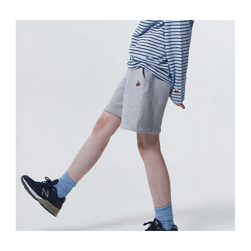 

Krish Summer Cherry Blossom Embroidery Casual Shorts Loose Wild Wide-leg Pants Sports Womens Fashion College Wind Elastic Waist
