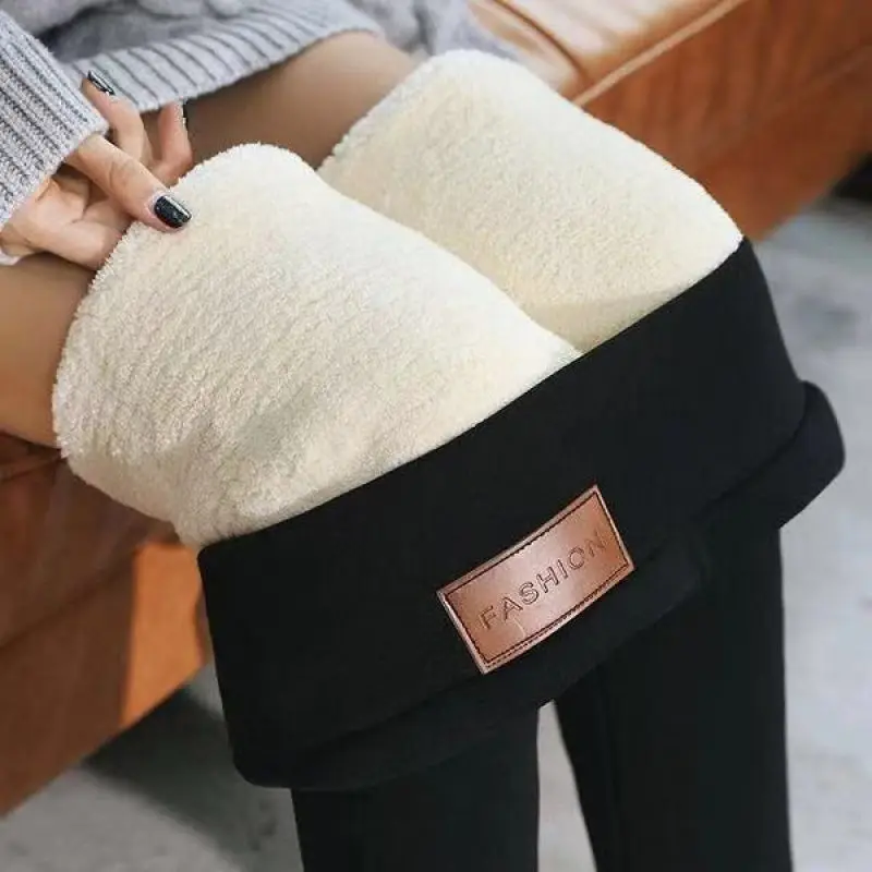 

Lambskin Cashmere Pants For Women Leggings Black Warm Pants Winter Skinny Thick Velvet Wool Fleece Girls Leggings Women Trousers