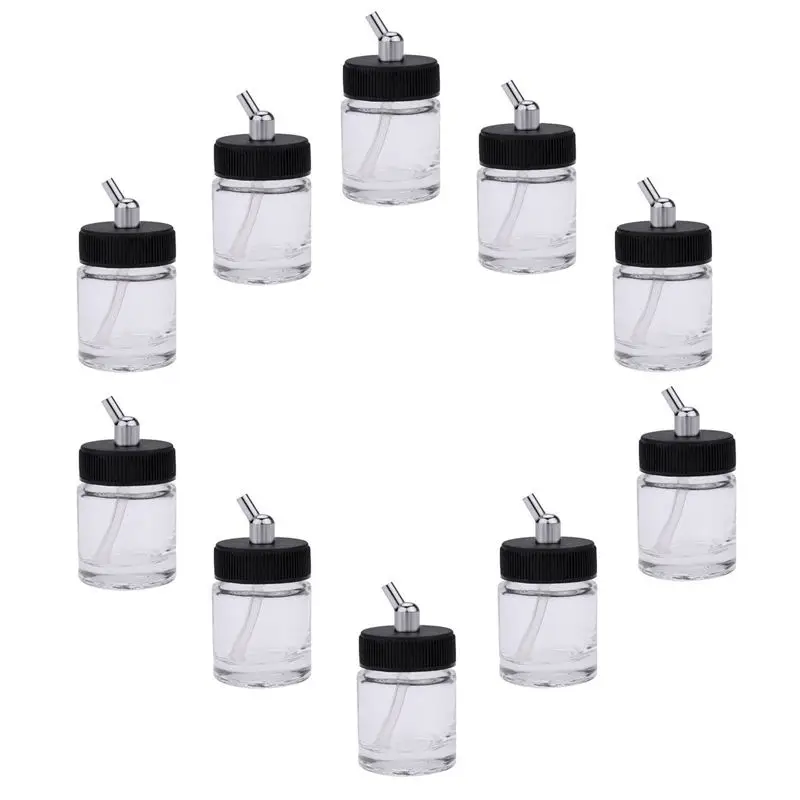 

Новая стеклянная бутылка-Аэрограф со стандартной всасывающей крышкой, 10 шт., воздушная щетка с резервуаром 22 куб. См, нижняя подача