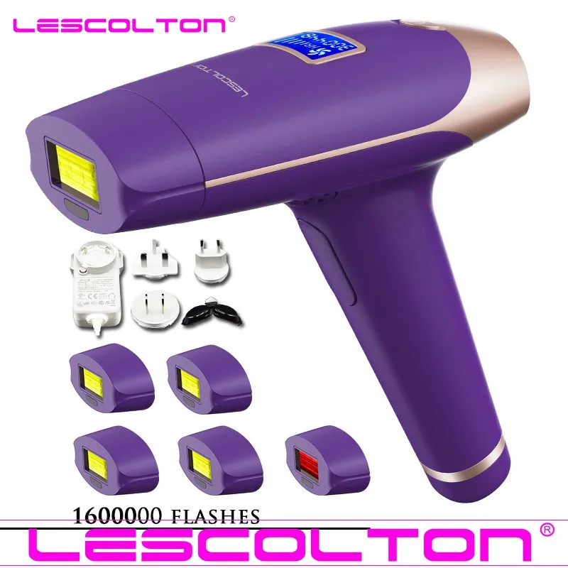 Lescolton 6в1 5в1 4в1 IPL эпилятор, постоянное лазерное удаление волос T009i 1600000 импульсов, лазерный Фотоэпилятор - Цвет: 1600000times Purple