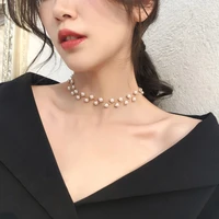 arlie kpop double layer chain fashion choker cute romantic women pearl pendant necklace girls collar party jewelry gifts
