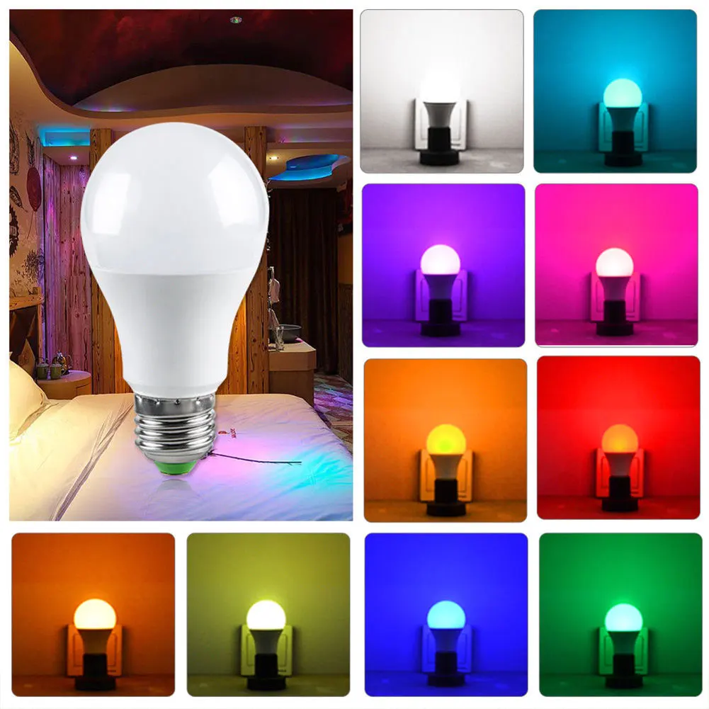 LED Light Bulb Durable Super Bright E27/B22 Remote Control Home Bedroom Decoration Lamp Party Bar RGBW Smart 5/10W | Лампы и освещение