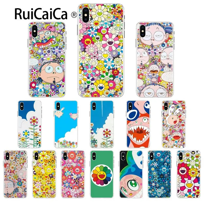 Ruicaica Takashi Murakami Sun flower eye Pattern TPU Soft Phone Cell Case for iPhone 5 5Sx 6 7 7plus 8 8Plus X XS MAX XR | Мобильные
