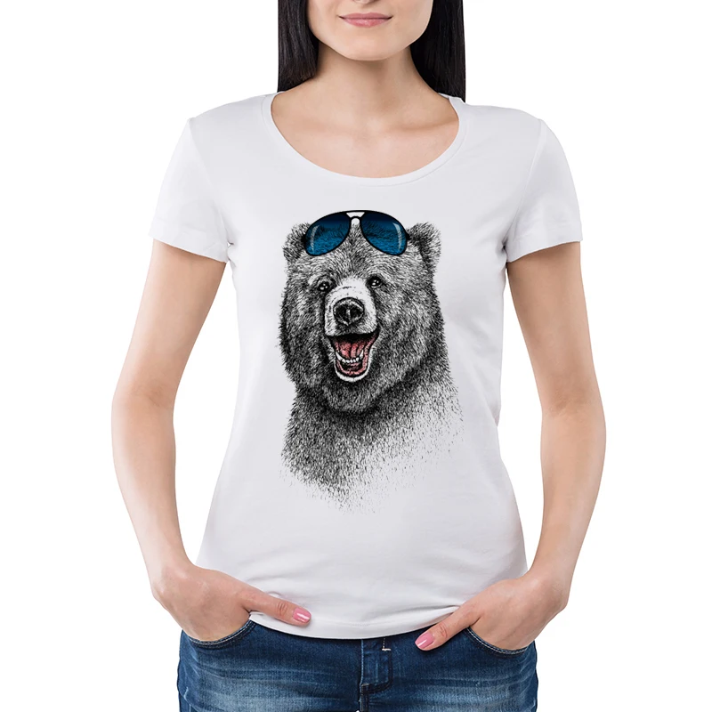 

Женская футболка с коротким рукавом, с принтом медведя