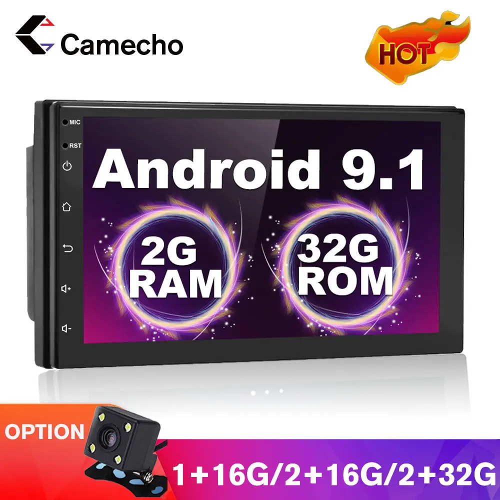 Автомагнитола Camecho 2Din универсальная мультимедийная система на Android 9 1 с 7 дюймовым