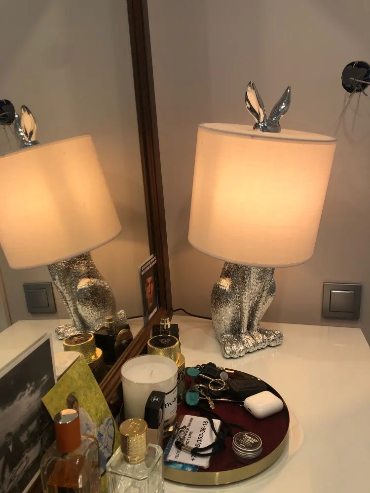 Современные настольные лампы смола в виде кролика маске светильники стиле ретро