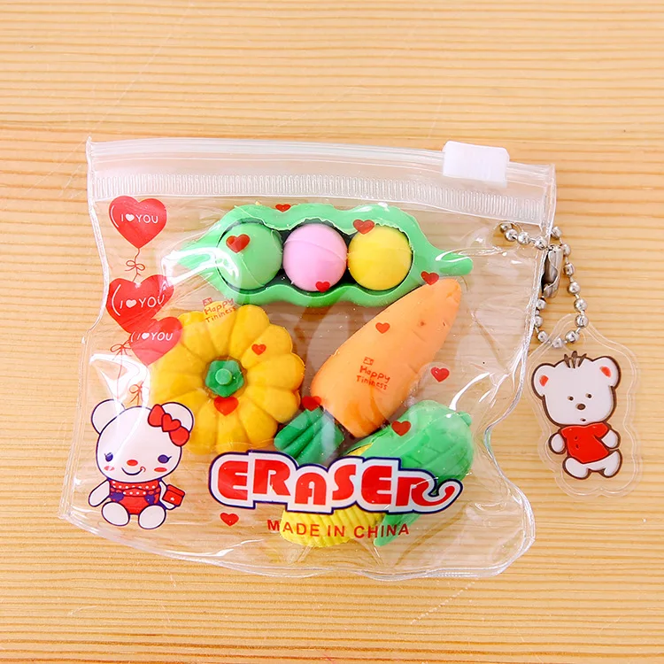 VEGETABLE 1 PACK Овощи Фрукты десерт динозавр ластики 4 шт./1 упаковка школы резиновый подарок для девочек мальчиков милый мультфильм Kawaii игрушки - Цвет: VEGETABLE 1 PACK