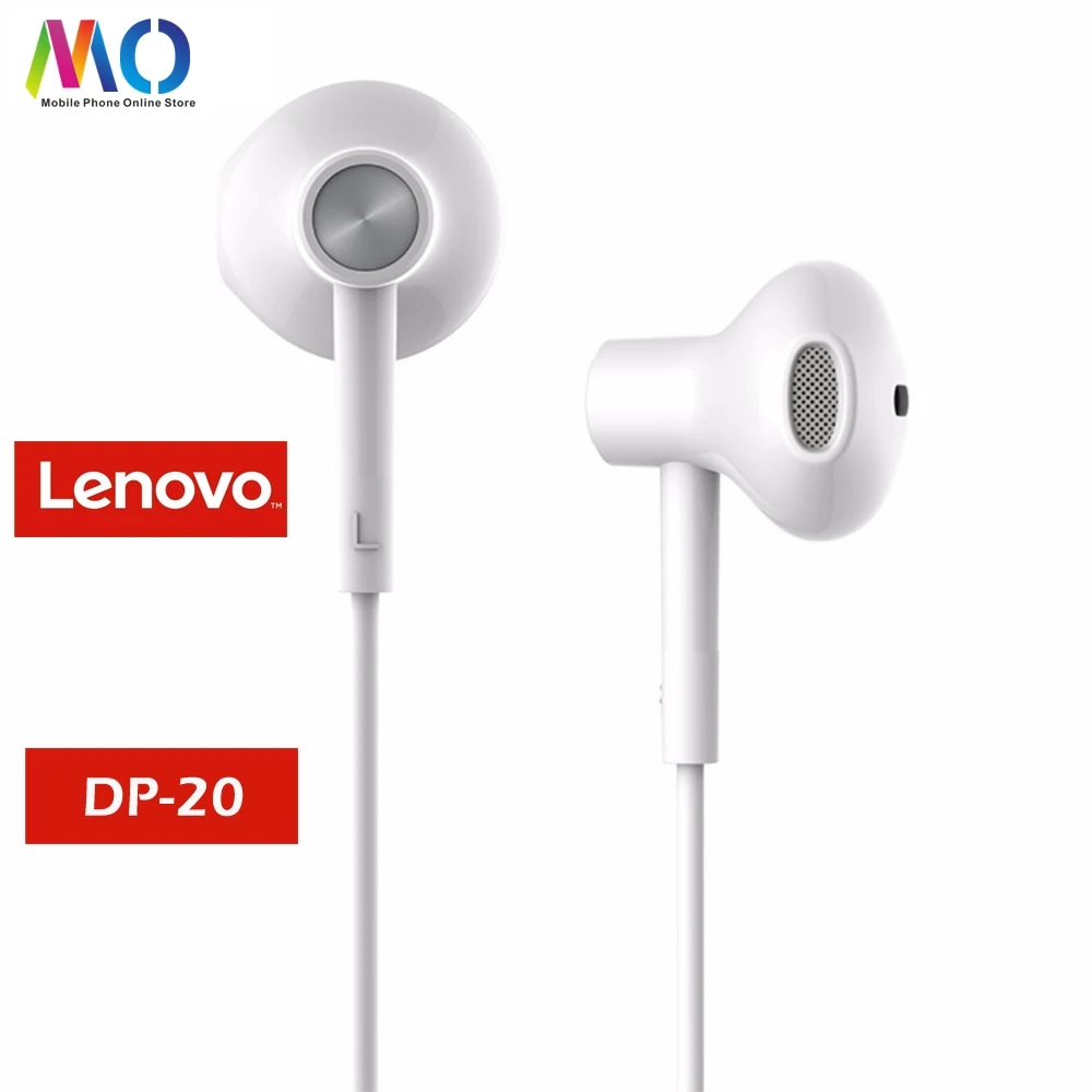 Оригинальные стереонаушники Lenovo DP20 3 5 мм с белыми басами наушники-вкладыши