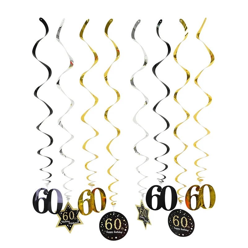 8 шт./компл. Потолочный подвесной декор черная Золотая спиральная гирлянда