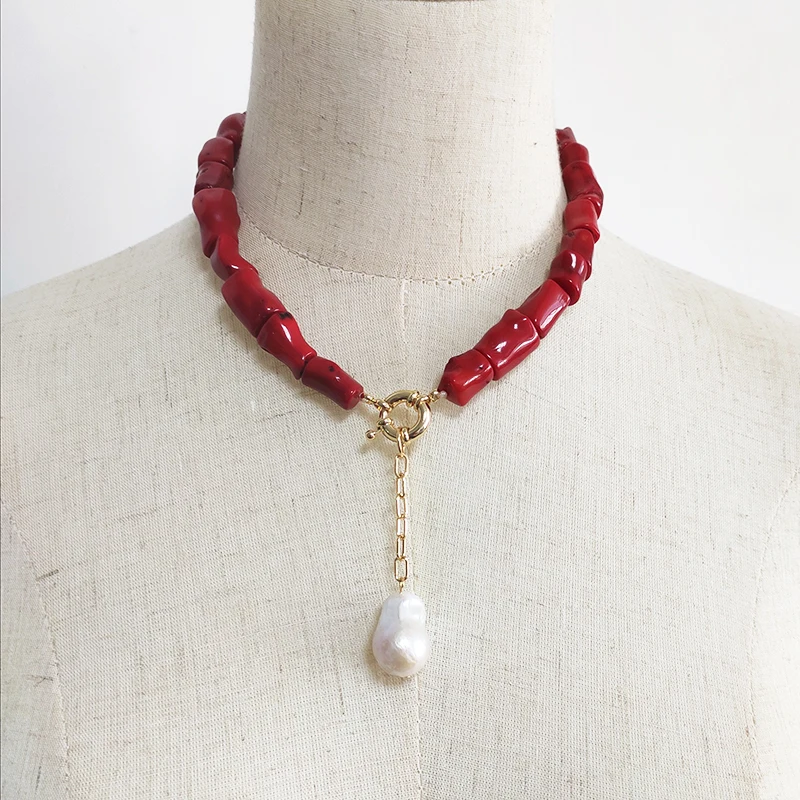2020 Bohemian red coral necklace handmade women pearl подвеска на шею friend birthday gift fashion beautiful clothes accessories |
