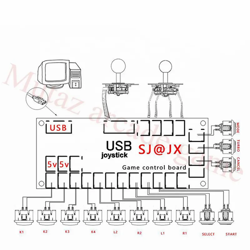 2 игрока аркадный Шкаф DIY Kit Zero Delay USB энкодер доска для ПК Raspberry Pi игра Happ стиль