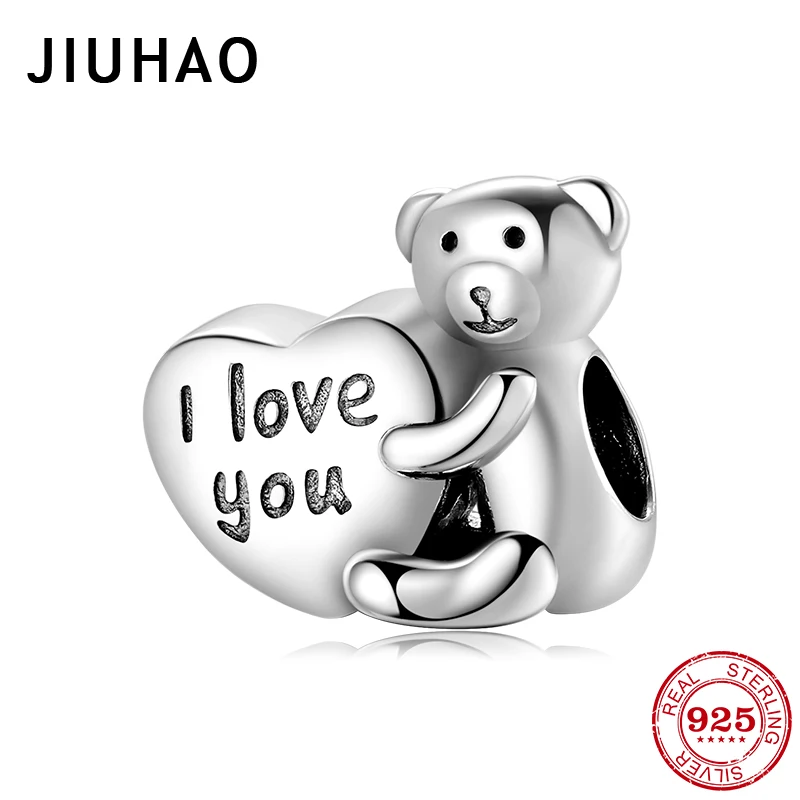 Новые бусины подвески серебряного цвета с надписью I love you bear подходят для женщин