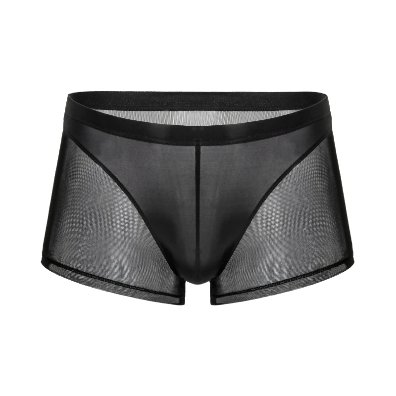 

AIIOU Mens Underwear Boxer Shorts Mesh Solid Men Low Waist Underpants Thin U Convex Underwear Sexy Breathable Boxer Trunks Pants