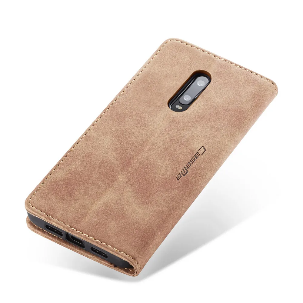 Чехол для OnePlus 7 с роскошным логотипом, откидная крышка, сплошной цвет, кожа, 1+ 7 Pro, Ретро стиль, Магнитный кошелек, 360, защита, защитная книга