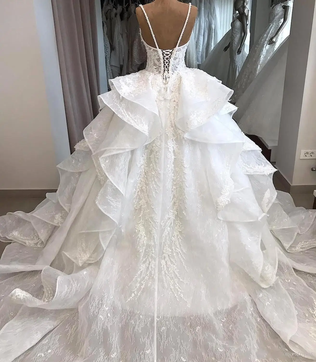 Роскошное бальное платье Robe de mariee свадебные платья с V-образным вырезом и