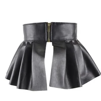 personalized fashion belt without buckle leather waist pleated skirt zipper design elastic slimming accessories