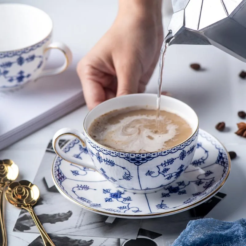 

200ml Chinese Style Ceramic Porcelain Coffee Cup with Saucer Kit Milk Tea Handle Cups Juice Mugs Black Tea Mug Drinkware Teaware
