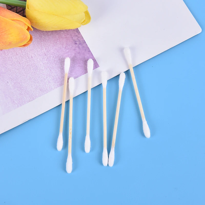 100 ⑤ упак. двухголовые ватные тампоны для женщин кнопки макияжа наконечник ушей