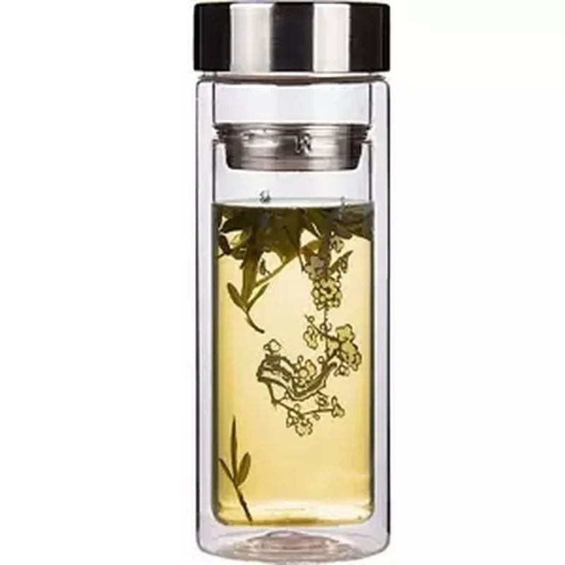 Двухслойная стеклянная чашка для воды мужчин и женщин стильный фильтр чая