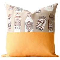 patchwork cushion cover home decorative bottle leaves embroidery pattern boho yellow grey pillow case 45x45 pillows for sofa bed