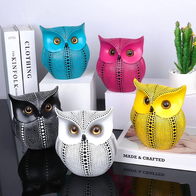 

Nordic Resin Colorful Owl Miniature Model Home Decoration Accessories Tabletop Decoration Artware Furnishings Animal Figurines