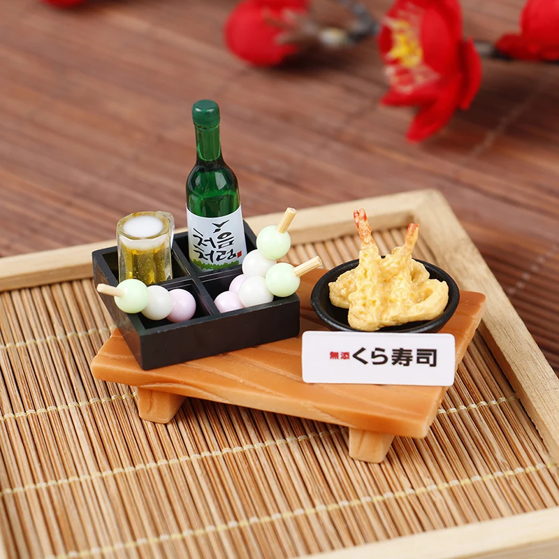 

8Pcs/Set Kawaii Mini 1/6 1/12 Scale Miniature Dollhouse Janpanese Sushi Rice Food For Barbies Doll House Kitchen Accessorie Toy